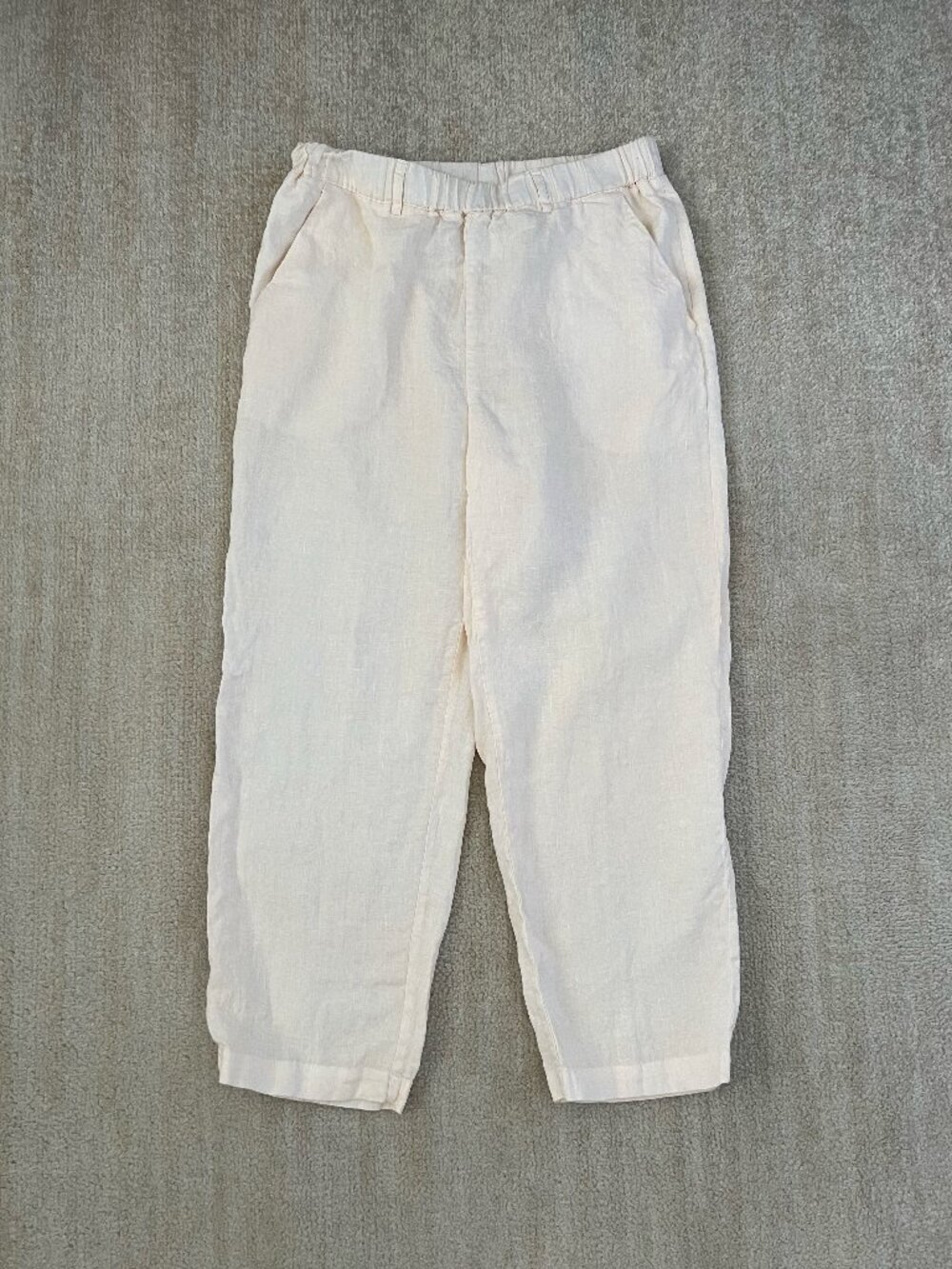 Quince 100% European Linen Pull On Pants S Elastic Waist Relaxed Straight Crop